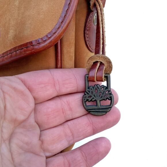 Western Timberland Crossbody | Camel Nubuck Leather Bag | Brass Hardware & Charm - Picture 15 of 16